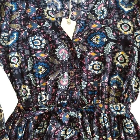 Lucky Brand Florence Border Print Dress Navy Blue Size XS NWT - Picture 4 of 12